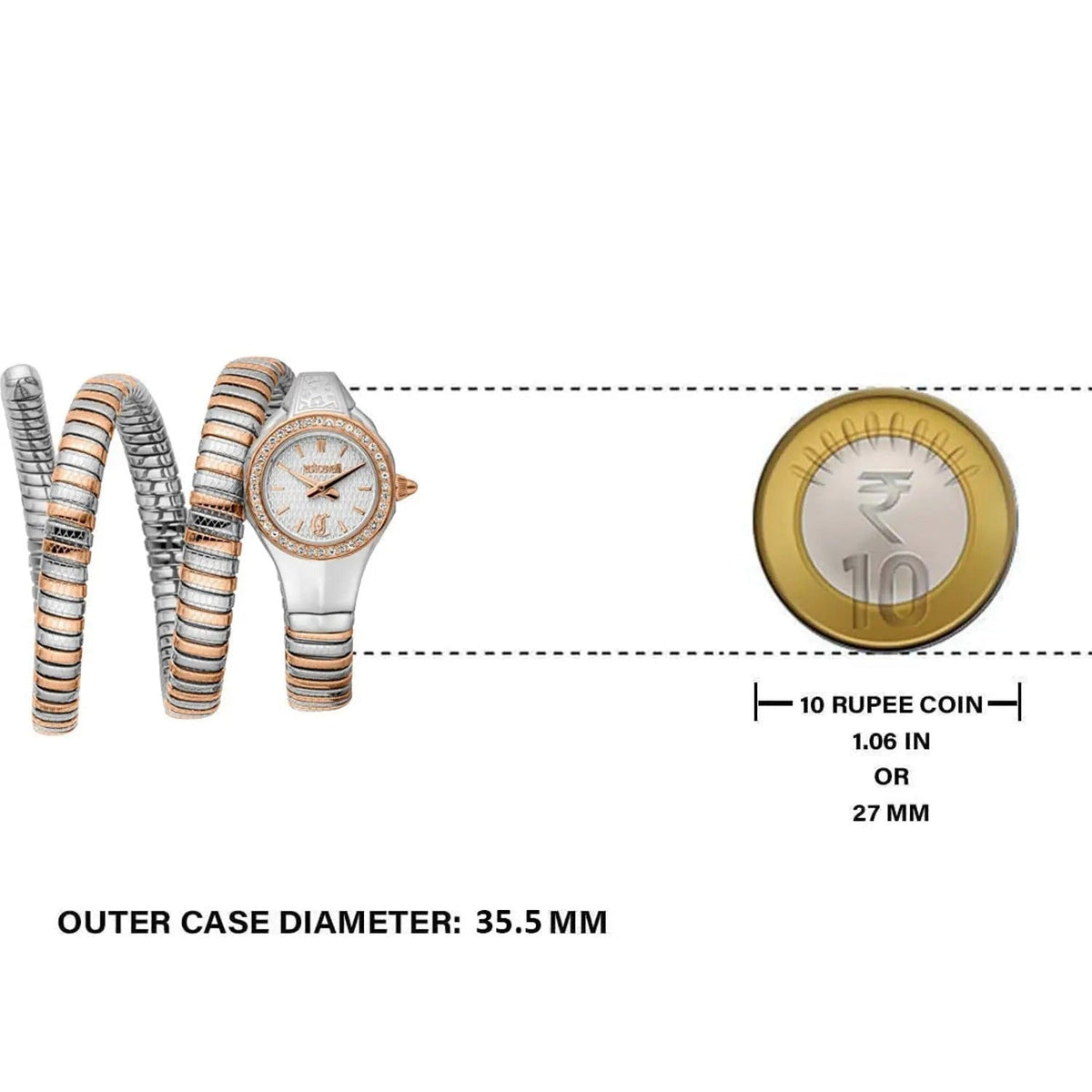 Just Cavalli Vita White Dial Two Tone Steel Strap Watch for Women - JC1L355M0065