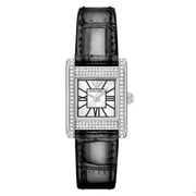  Shop Authentic Emporio Armani Classic Crystals Silver Dial Black Leather Strap Watch for Women - AR11660 - Luxxuri
