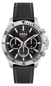  Shop Authentic Hugo Boss Troper Chronograph Black Dial Black Leather Strap Watch for Men - 1514055 - Luxxuri
