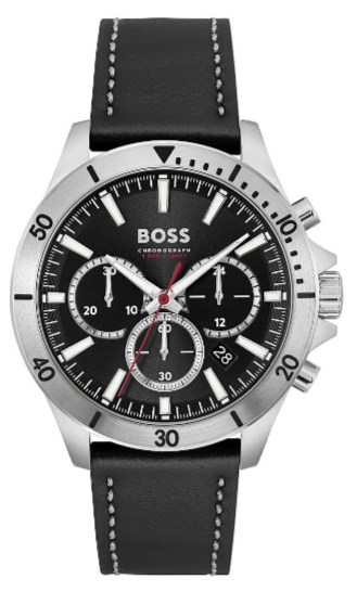  Shop Authentic Hugo Boss Troper Chronograph Black Dial Black Leather Strap Watch for Men - 1514055 - Luxxuri