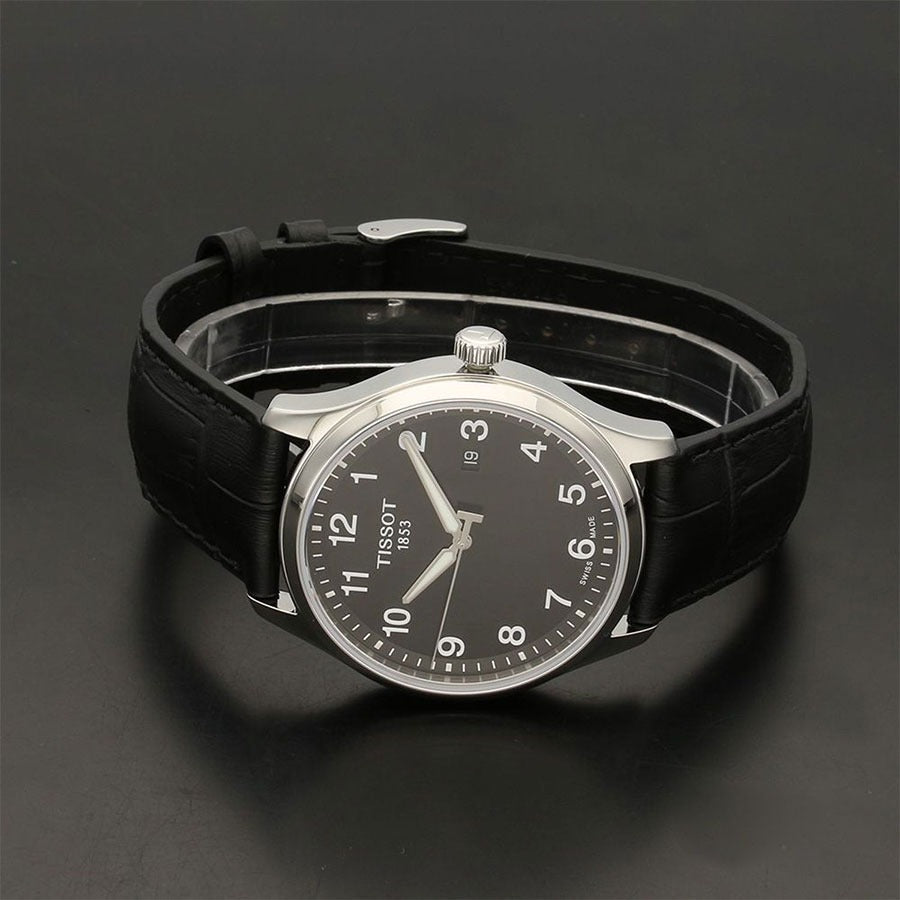 Tissot T-Sport Gent XL Black Dial Black Leather Strap Watch for Men - T116.410.16.057.00