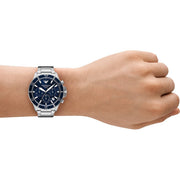  Shop Authentic Emporio Armani World Explorer Chronograph Blue Dial Silver Steel Strap Watch for Men - AR11681 - Luxxuri