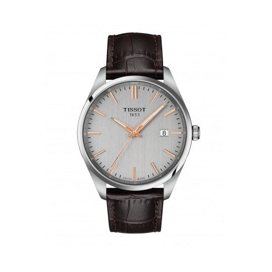 Tissot PR 100 Quartz Silver Dial Black Leather Strap Watch for Men - T150.410.16.031.00