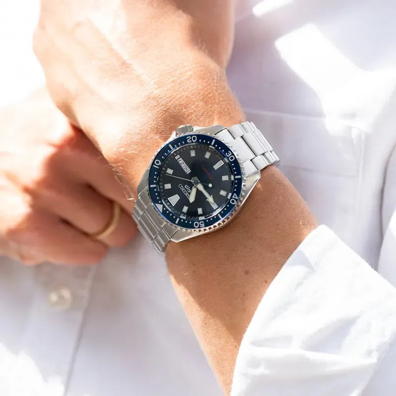 Seiko 5 Sports SKX Automatic Blue Dial Silver Steel Strap Watch for Men - SRPL83K1