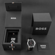 Shop Authentic Hugo Boss Troper Chronograph Black Dial Black Leather Strap Watch for Men - 1514055 - Luxxuri