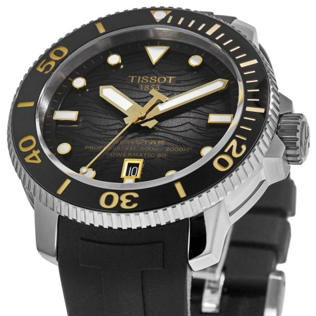 Tissot Seastar 2000 Professional Powermatic 80 Black Dial Black Rubber Strap Watch for Men - T120.607.17.441.01