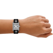  Shop Authentic Emporio Armani Classic Crystals Silver Dial Black Leather Strap Watch for Women - AR11660 - Luxxuri