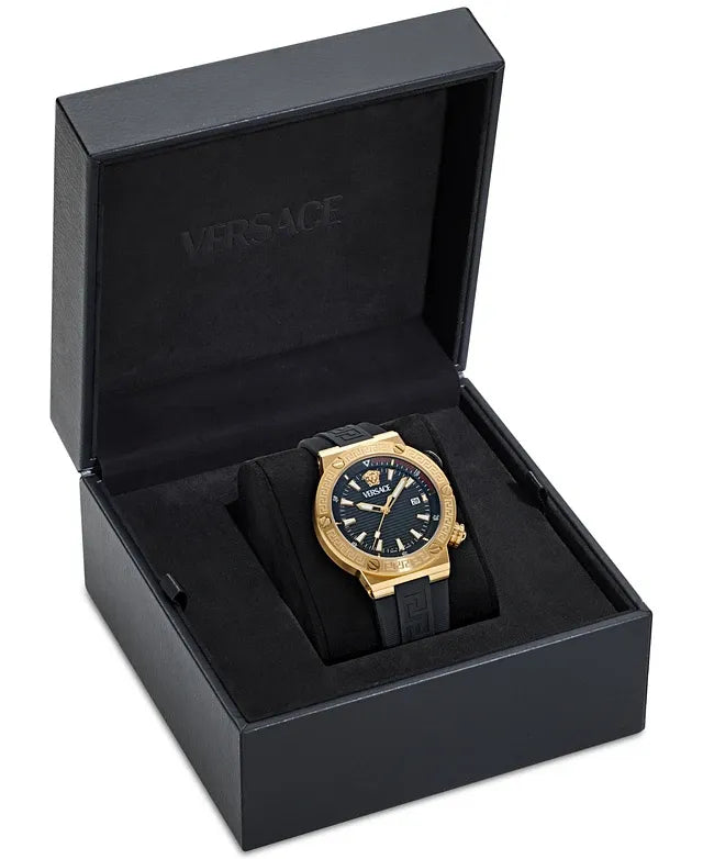  Shop Authentic Versace Greca Logo Diver Quartz Black Dial Black Rubber Strap Watch for Men - VE8G00324 - Luxxuri