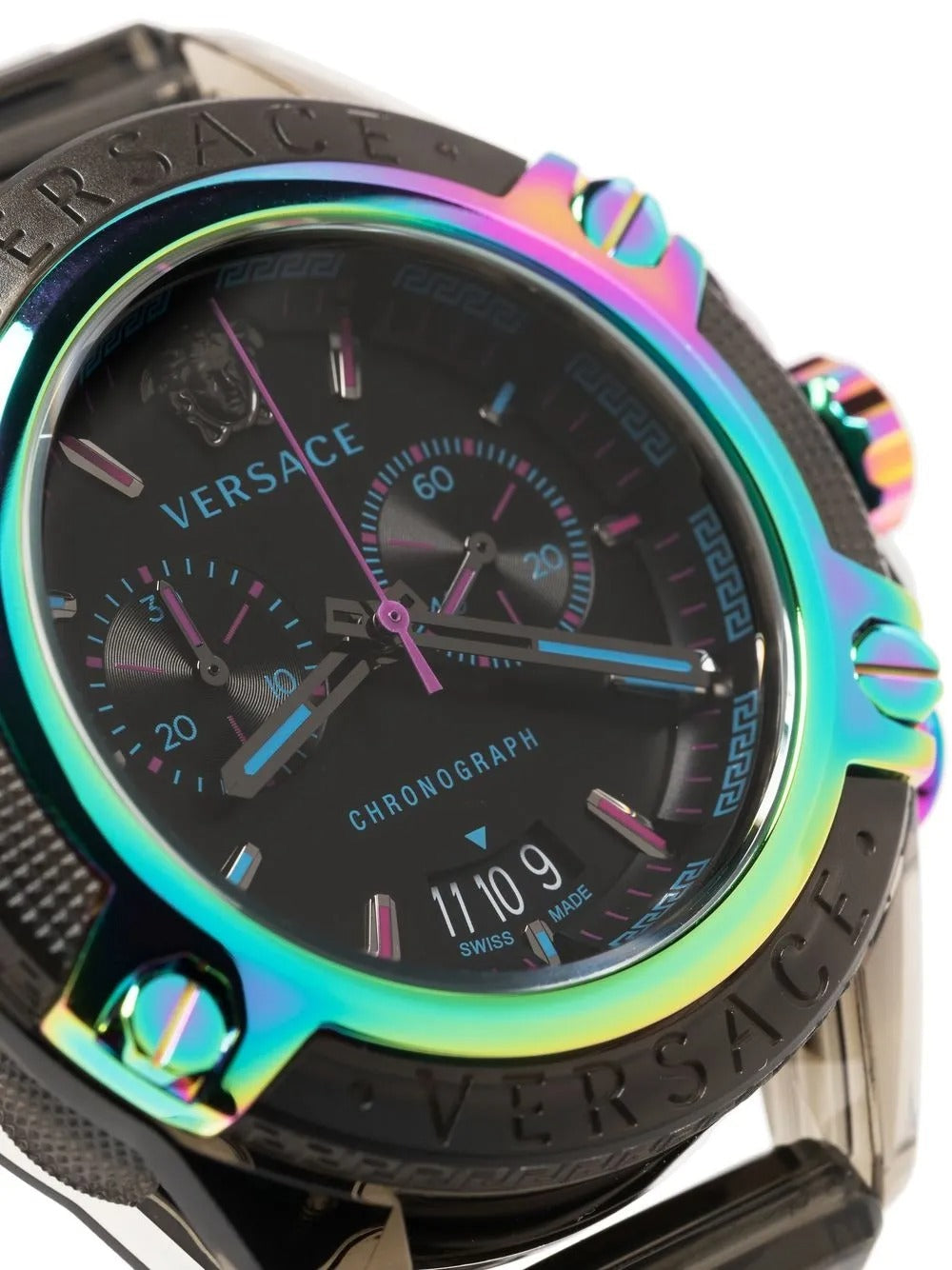  Shop Authentic Versace Icon Active Chronograph Black Dial Grey Silicone Strap Watch for Men - VEZ701022 - Luxxuri