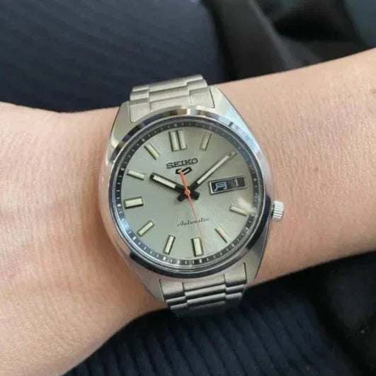  Shop Authentic Seiko 5 Sports SNXS Series Automatic Beige Dial Silver Steel Strap Watch for Men - SRPK91K1 - Luxxuri
