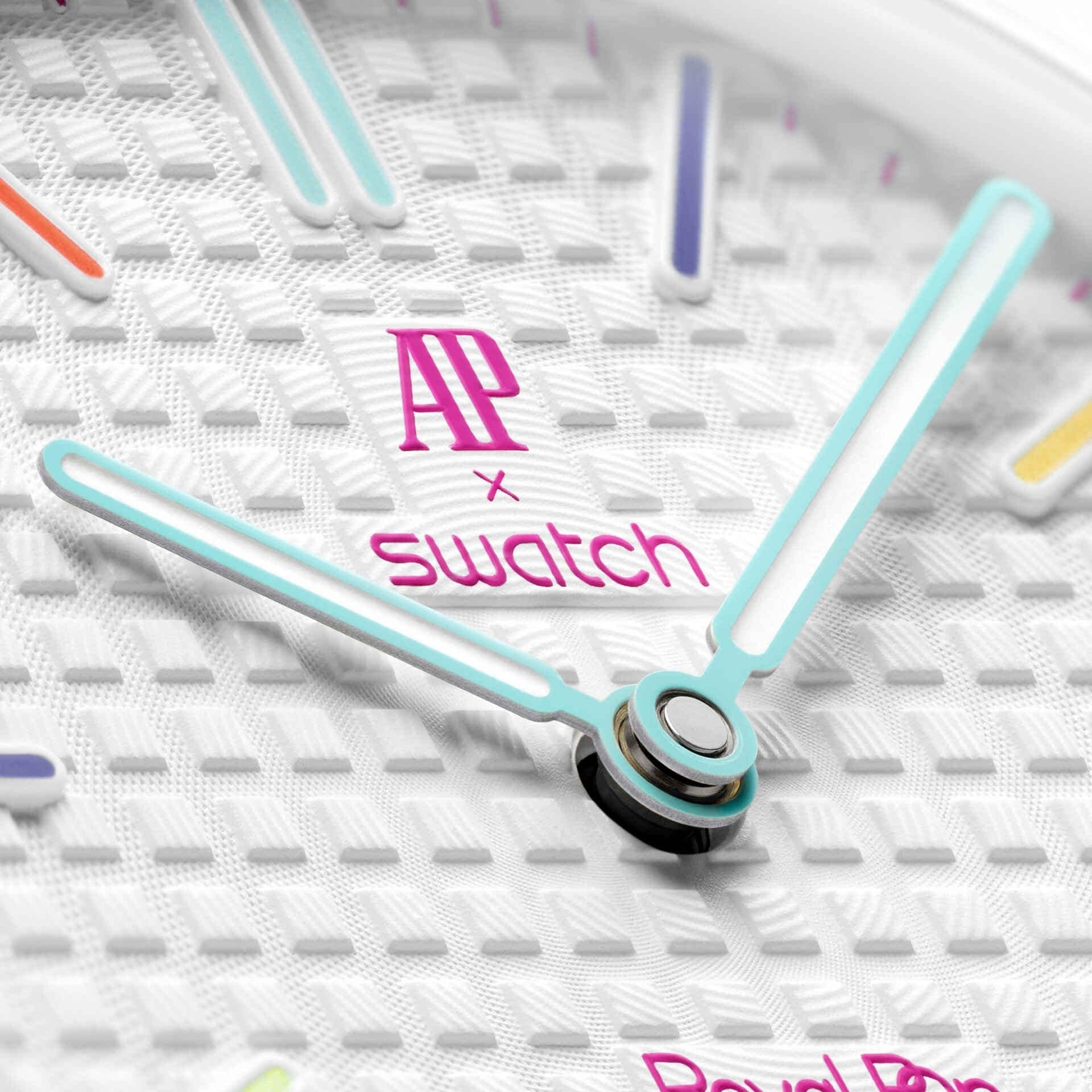 Swatch x AP Royal Pop White Dial White Leather Lanyard Watch for Men - Huit Blanc