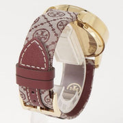 Tory Burch The Tory Chronograph White Dial Maroon Jacquard Strap Watch for Women - TBW1051