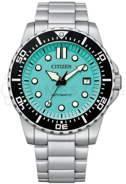 Citizen Mechanical Automatic Turquoise Dial Silver Steel Strap Watch for Men - NJ0170-83X