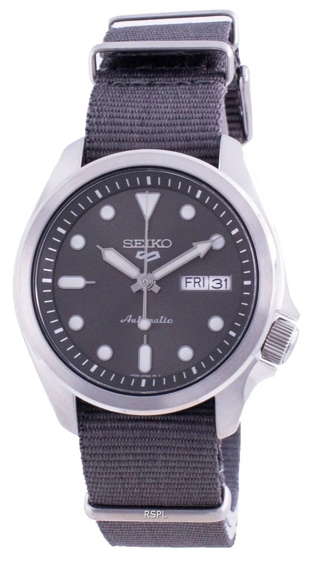 Seiko 5 Sports Automatic Grey Dial Grey Nylon Strap Watch for Men - SRPE61K1
