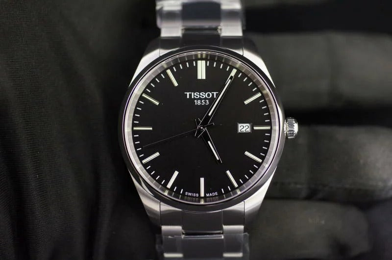 Tissot PR 100 Black Dial Silver Steel Strap Watch for Men - T150.410.11.051.00