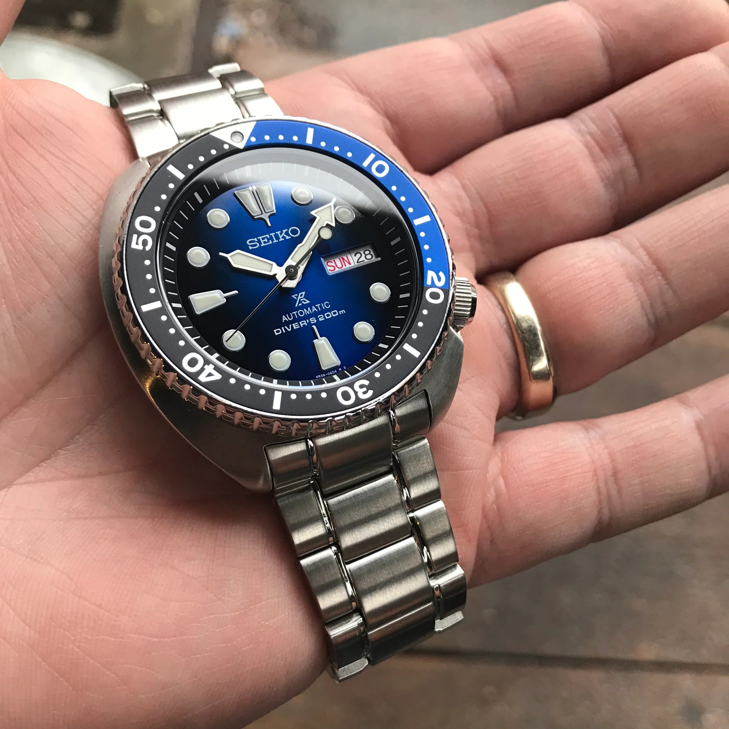 Seiko Prospex Deep Blue Batman Turtle Diver's Automatic Blue Dial Silver Steel Strap Watch for Men - SRPC25J1