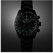 Seiko Prospex Speedtimer The Black Series Limited Edition Black Dial Black Steel Strap Watch for Men - SSC917