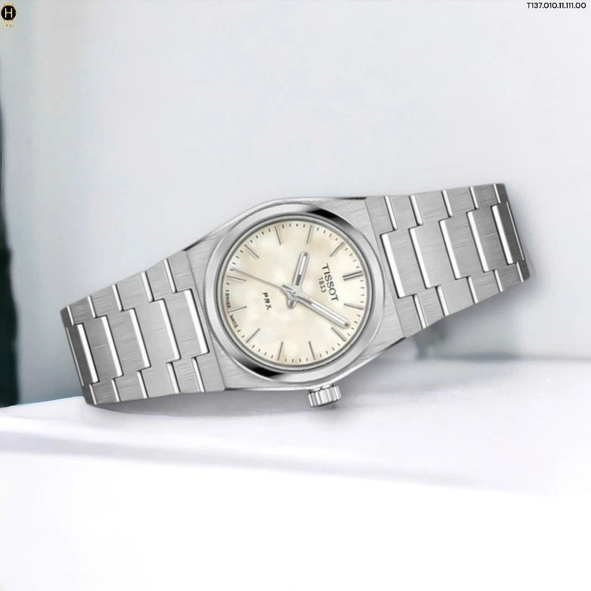 Tissot PRX Quartz Mother of Pearl Dial Silver Steel Strap Watch for Women - T137.010.11.111.00