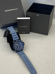Emporio Armani Sea Explorer Divers Blue Dial Blue Silicone Strap Watch for Men - AR11685