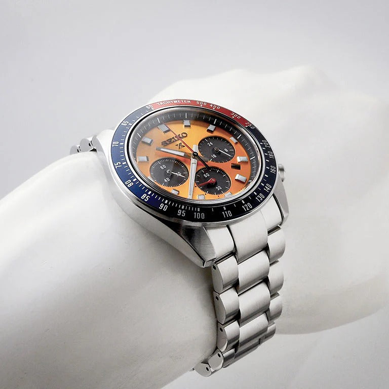 Shop Authentic Seiko Prospex Solar Chronograph 1969 Re-interpretation Orange Dial Silver Steel Strap Watch for Men - SSC947 - Luxxuri
