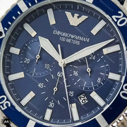 Emporio Armani World Explorer Chronograph Blue Dial Blue Nylon Strap Watch for Men - AR11588