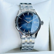 Seiko Presage Cocktail Time Automatic Blue Dial Silver Steel Strap Watch for Men - SRPB41J1