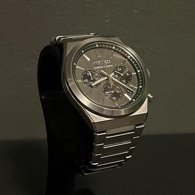 Seiko Conceptual Chronograph Grey Dial Silver Steel Strap Watch for Men - SSB455P1