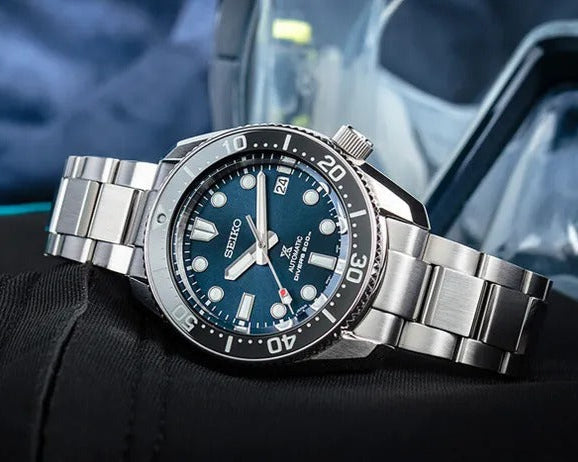 Seiko Prospex Marinemaster Automatic Scuba Divers Blue Dial Silver Steel Strap Watch for Men - SPB187J1