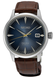 Seiko Cocktail Time Automatic Blue Dial Brown Leather Strap Watch for Men - SRPK15K1