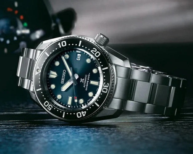 Seiko Prospex Marinemaster Automatic Scuba Divers Blue Dial Silver Steel Strap Watch for Men - SPB187J1