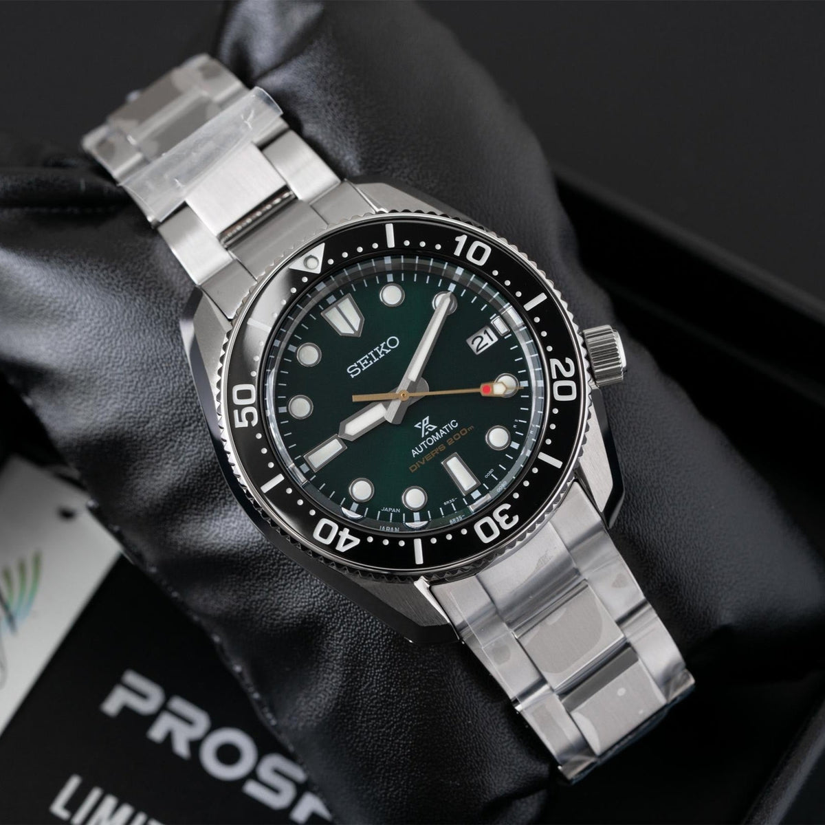 Seiko Prospex 140th Anniversary Limited Edition Automatic Scuba Divers Green Dial Silver Steel Strap Watch for Men - SPB207J1