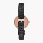 Emporio Armani Gianni T-Bar White Dial Black Leather Strap Watch for Women - AR11270