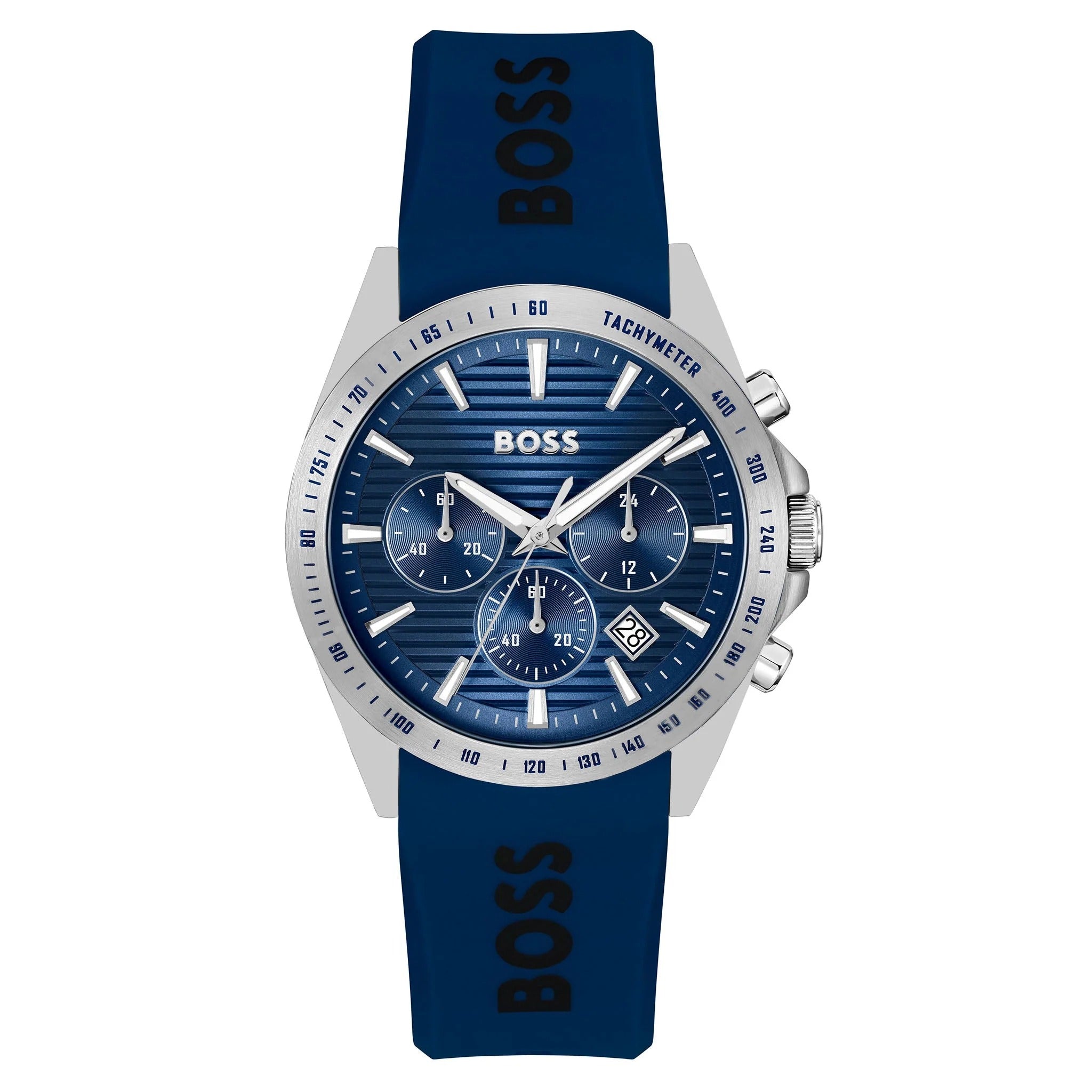 Hugo Boss Strike Chronograph Blue Dial Blue Rubber Strap Watch for Men - 1514239
