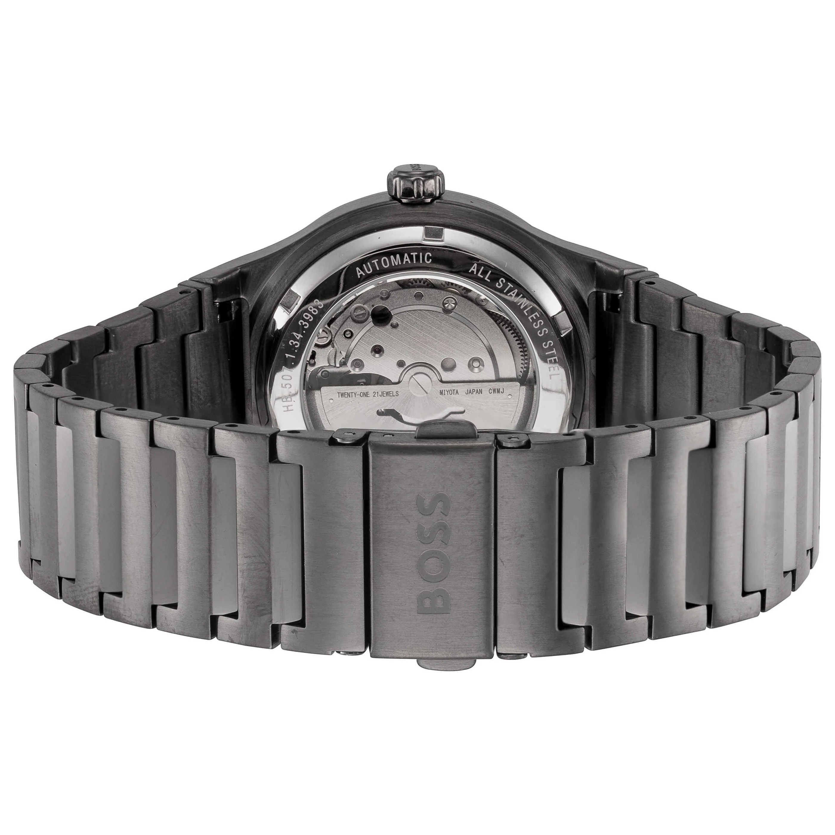 Hugo Boss Candor Automatic Blue Dial Grey Steel Strap Watch for Men - 1514119