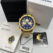 Nixon 48-20 Chrono Blue Dial Gold Steel Strap Watch for Men - A486-1922