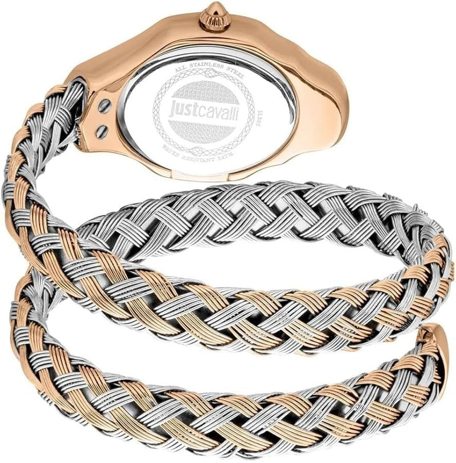 Just Cavalli Twined Blue Dial Two Tone Steel Strap Watch for Women - JC1L305M0065