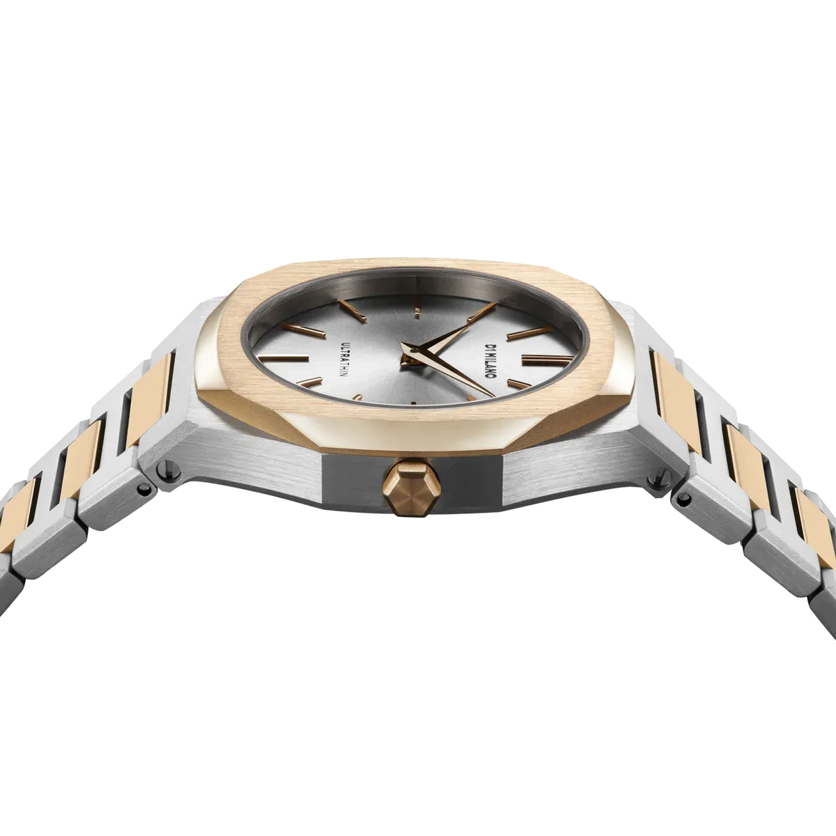 D1 Milano Ultra Thin Silver Dial Two Tone Steel Strap Watch for Women - D1-UTBL34