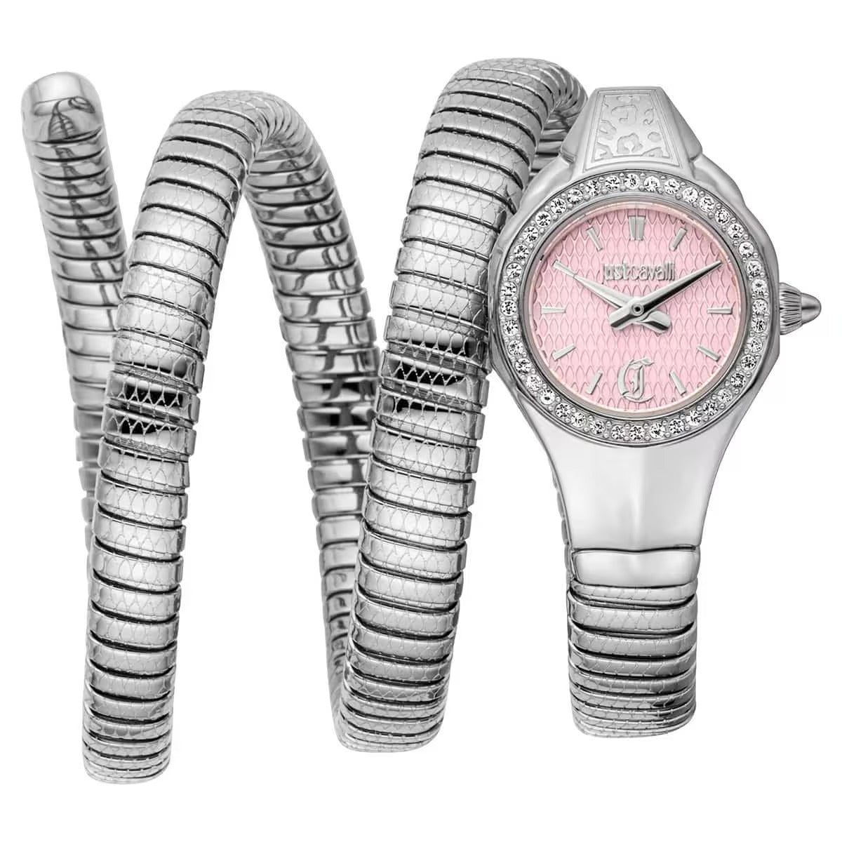 Just Cavalli Vita Pink Dial Silver Steel Strap Watch for Women - JC1L355M0015