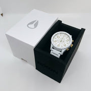 Nixon 51-30 Chronograph White Dial White Steel Strap Watch for Men - A083-1035