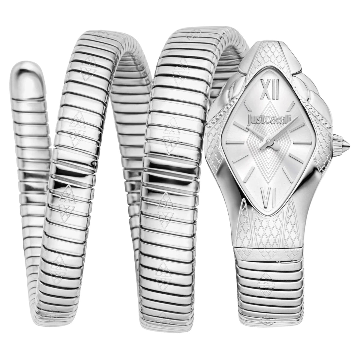 Just Cavalli Cristallo Silver Dial Silver Steel Strap Watch for Women - JC1L307M0015