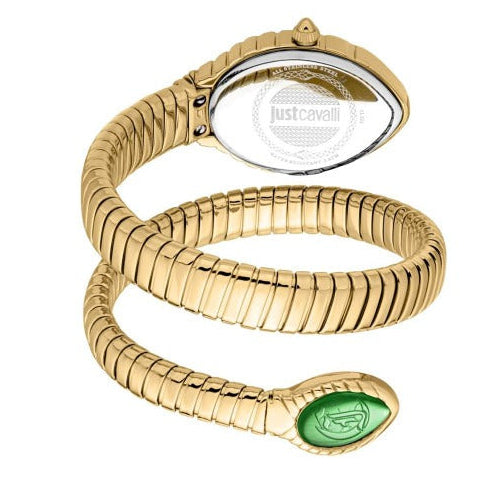 Just Cavalli Specchio Green Dial Gold Steel Strap Watch for Women - JC1L322M0035