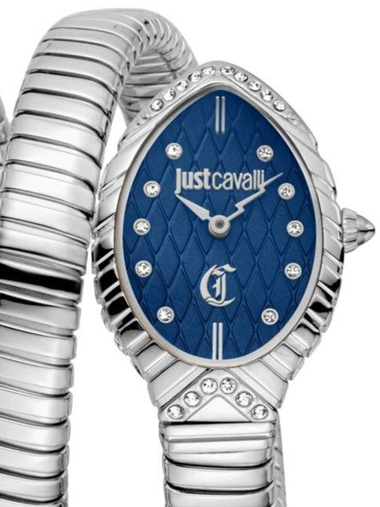 Just Cavalli Specchio Blue Dial Silver Steel Strap Watch for Women - JC1L323M0015