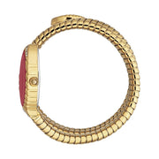 Just Cavalli Specchio Red Dial Gold Steel Strap Watch for Women - JC1L323M0035