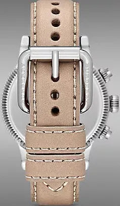 Burberry Utilitarian Chronograph White Dial Pink Leather Strap Watch for Women - BU7816