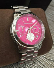  Shop Authentic Michael Kors Runway Chronograph Pink Dial Silver Steel Strap Watch for Women - MK6160 - Luxxuri