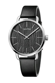  Shop Authentic Calvin Klein Even Black Dial Black Leather Strap Watch for Women - K7B211C1 - Luxxuri