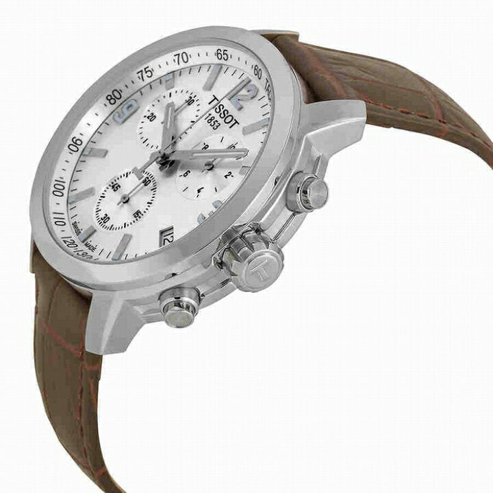  Shop Authentic Tissot PRC 200 Chronograph Silver Dial Brown Leather Strap Watch For Men - T055.417.16.037.00 - Luxxuri