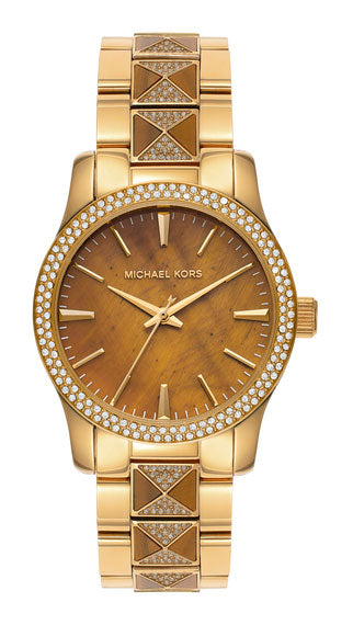  Shop Authentic Michael Kors Runway Three Hand Brown Dial Two Tone Steel Strap Watch For Women - MK7389 - Luxxuri