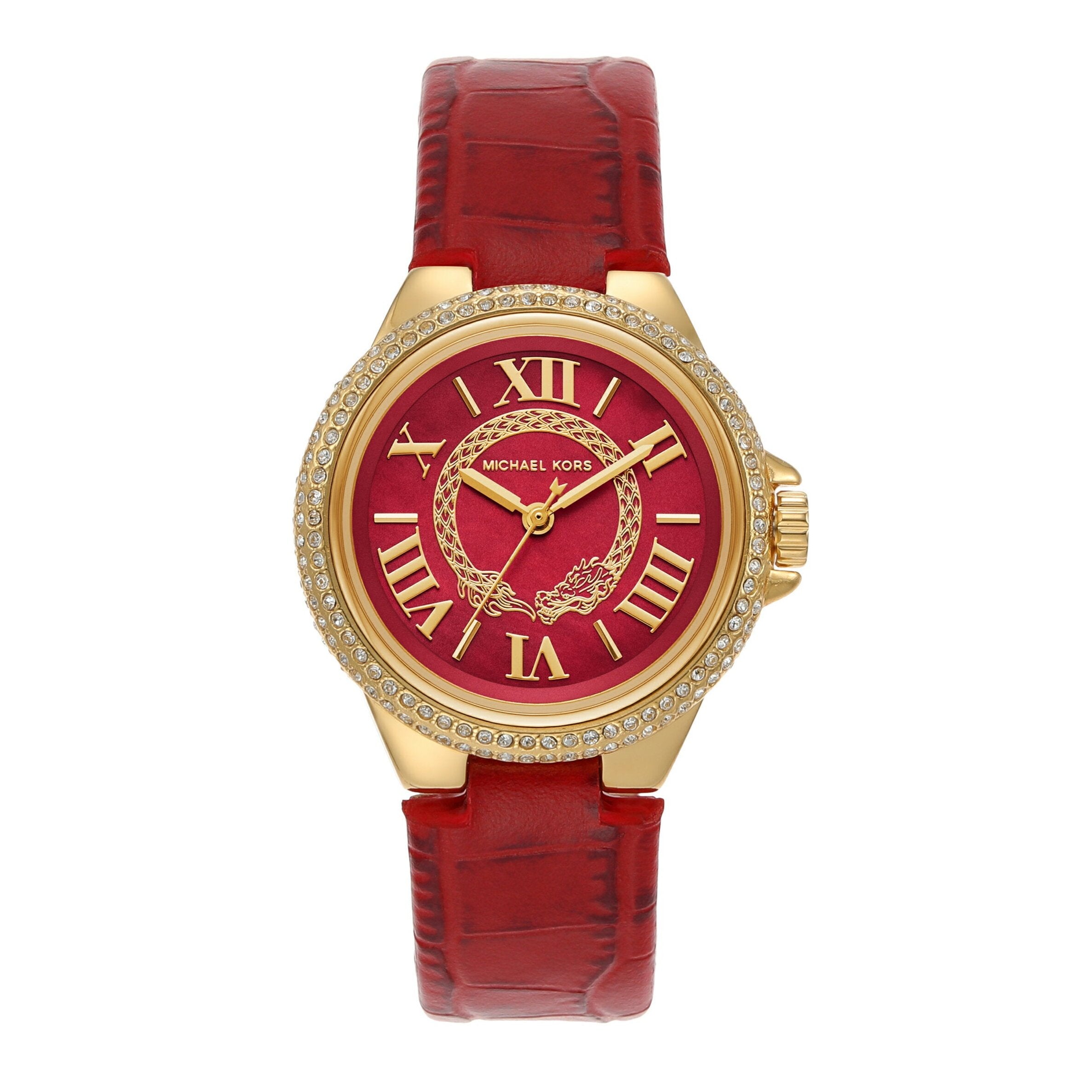  Shop Authentic Michael Kors Camille Three-Hand Red Dial Red Leather Strap Watch for Women - MK4750 - Luxxuri