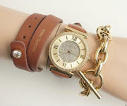  Shop Authentic Michael Kors Catlin Champagne Dial Brown Leather Strap Watch for Women - MK2375 - Luxxuri